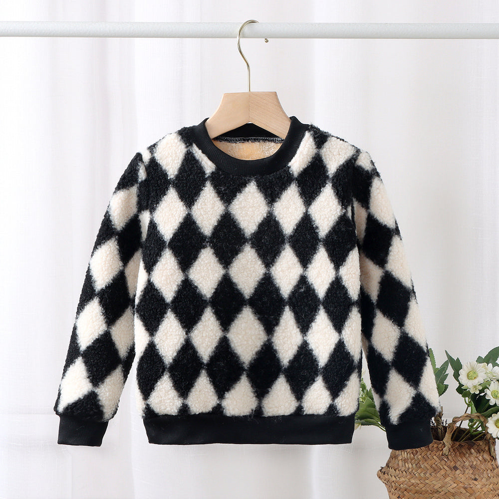 Kids' fleece-lined thickened sweatshirt - autumn/winter warm top for boys and girls - baby long-sleeve t-shirt - wholesale children's clothing