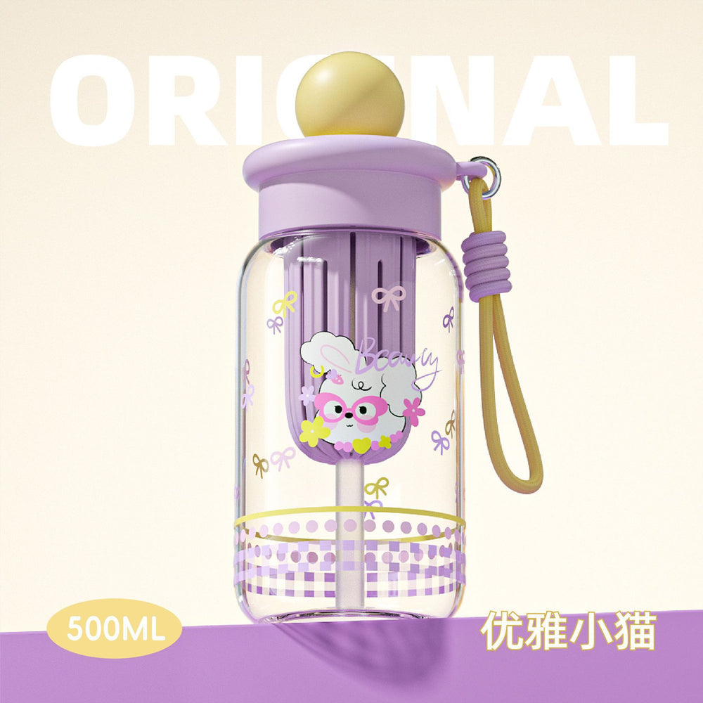 Summer new arrival: minimalist plastic water bottle with straw - stylish, portable, large capacity, dual-drink spout, perfect for women