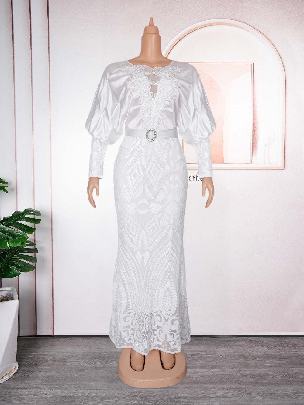 Fashion cross-border export women's clothing plus size party evening dress  african sequin intellectual elegancedress