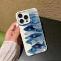 Azure blue fish school ocean style phone case for iphone 17 pro max, apple 16 full coverage drop-proof protective case, iphone 13 compatible