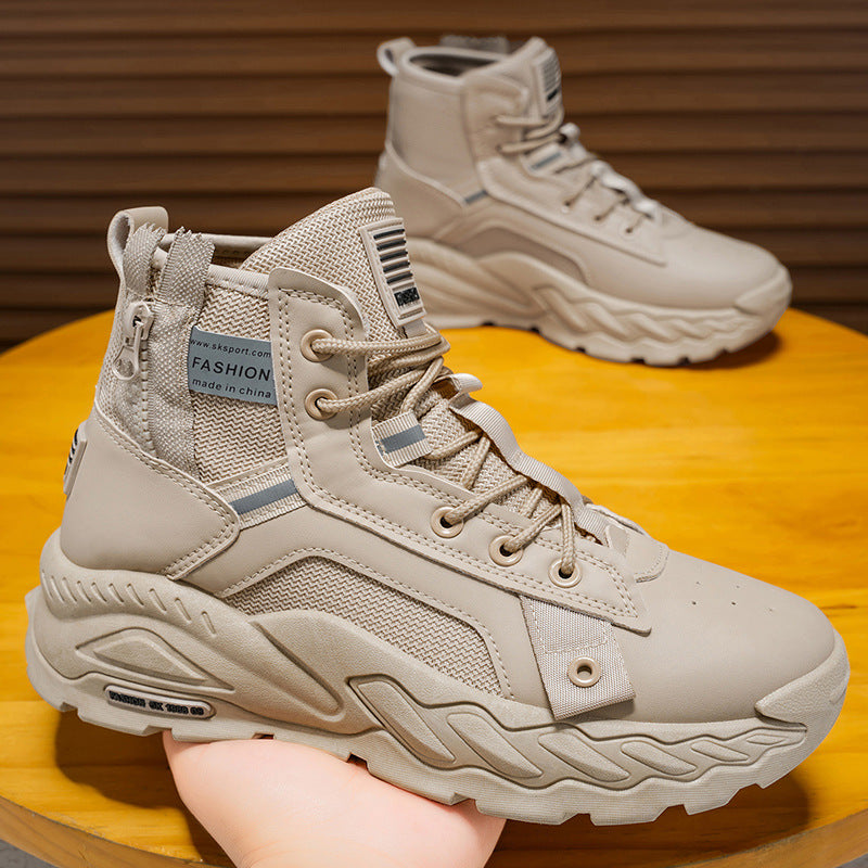 Boots men's shoes spring high-top british style retroworkwear boots thick solewaterproof outdoor hiking desert combat boots