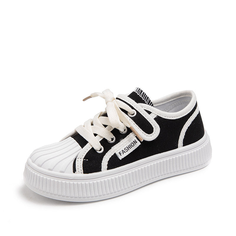 Girls' shell toe canvas shoes breathable boys' athletic sneakers  new spring/autumn kids' casual white shoes trendy