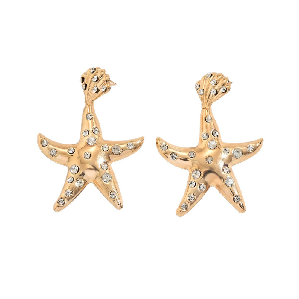 Starfish earrings wholesale european and american cross-border earrings for women exaggerated diamond-encrusted niche ocean beach vacation style autumn and winter earrings