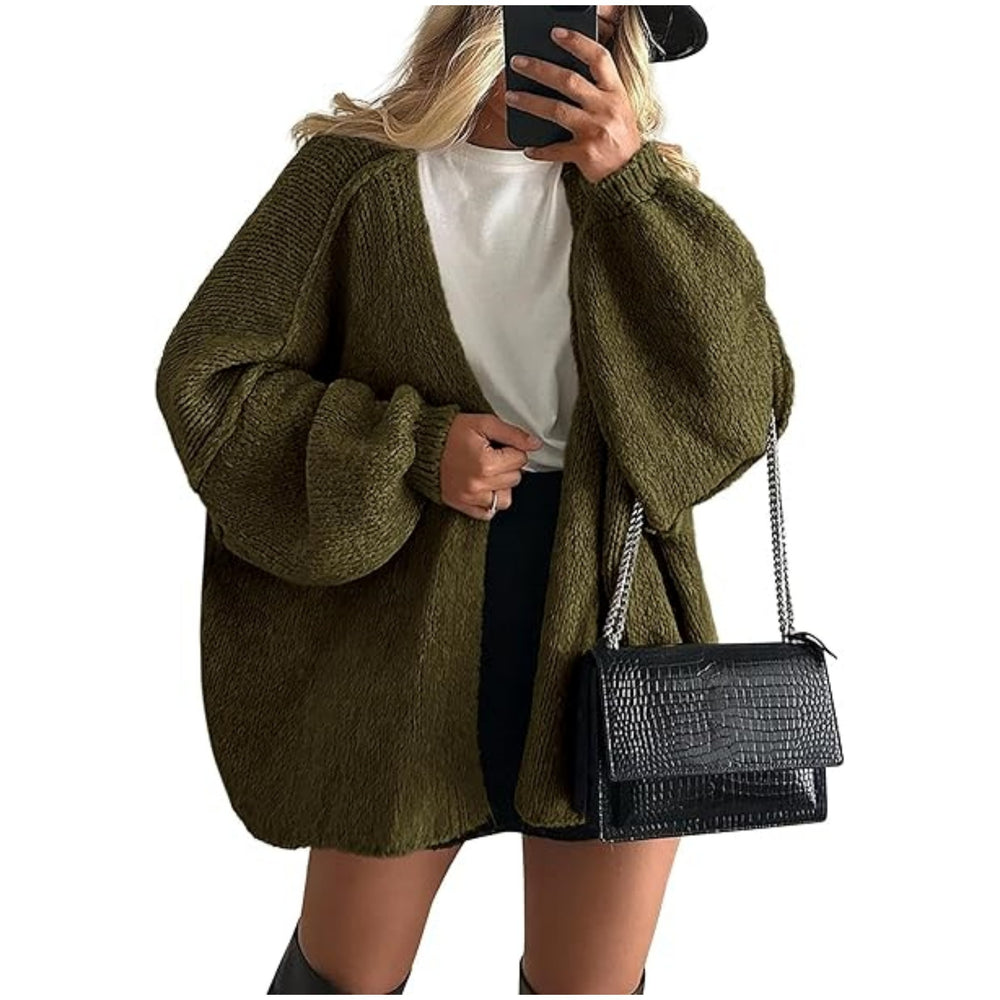 2025 fall/winter new european and american cross-border commute women's knitted top, european and american casual sweater cardigan, loose fit open front