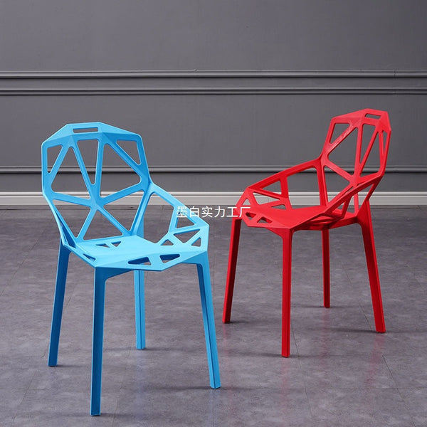 Plastic adult fashion simple dining chair hollow geometric chair office chair creative home Internet celebrity reception chair leisure chair