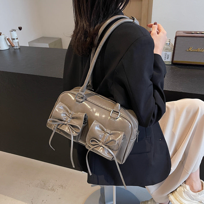 Ballet style bow underarm bag 2025 new niche fashion handbag temperament versatile shoulder bag