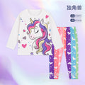 Flame-retardant kids home wear suitgirl youth air-conditioning autumn clothes and long trousers thin close-fitting source factory wholesale