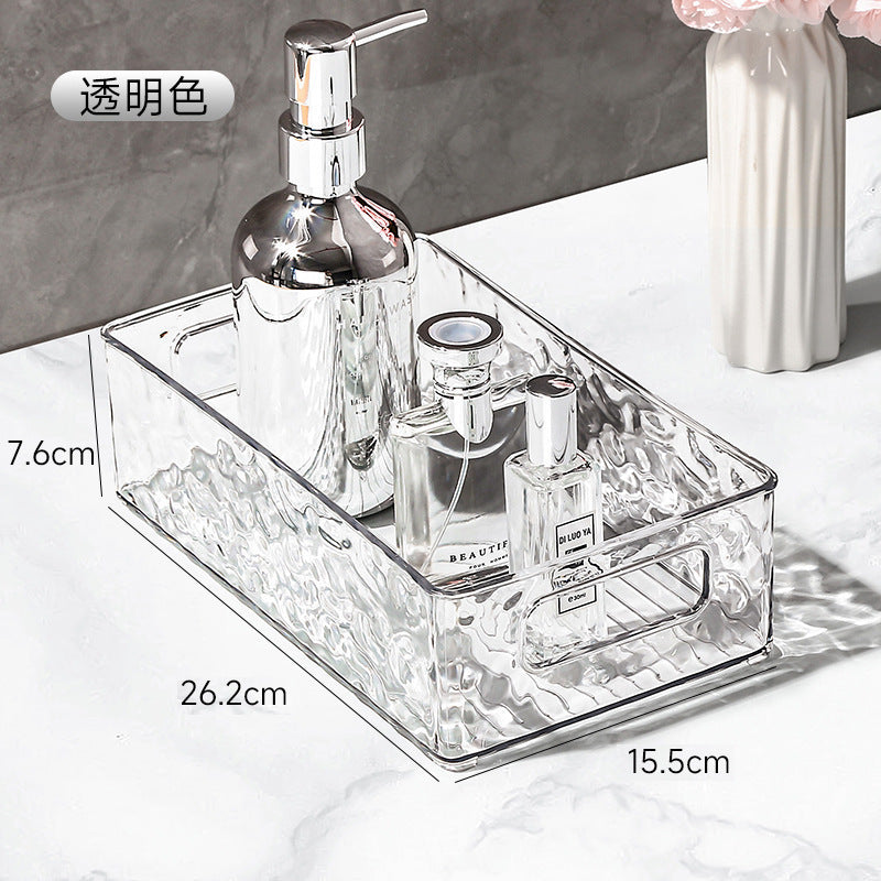 Desktop storage box Household bathroom Bedroom cosmetics Lipstick sundries storage box Transparent corrugated storage basket Wholesale