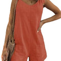 summer   hot-selling solid color cotton linen patch pocket fashion jumpsuit