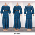 European and american  african robe plus size women's clothing african  cross-border foreign trade round neck lace dress