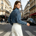 new arrivalretro deconstructed texture denim outwearlooseshortsilm workwearjacket women's clothing