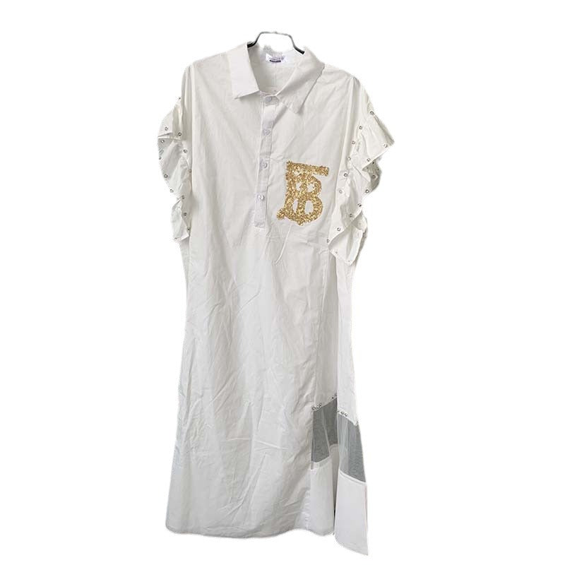 supply of loose pure cotton fashion shirt skirt beaded hot diamond european and american african popular women's clothing big sale