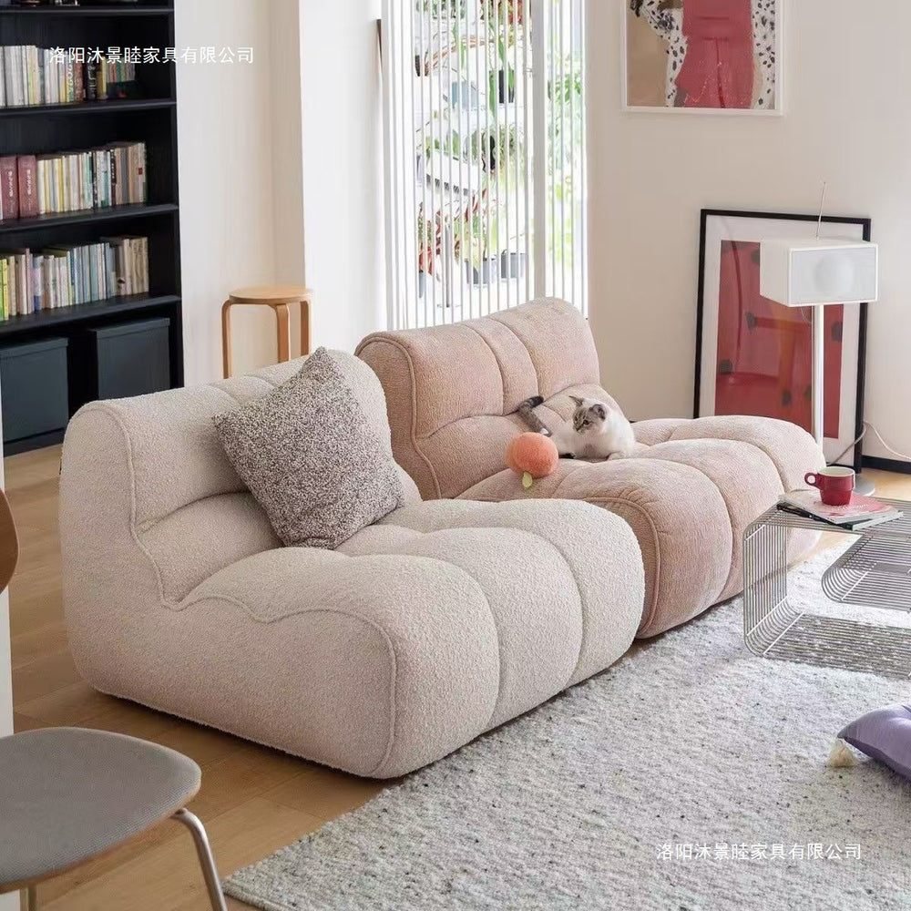 Vacuum compressed sofa casual modern lazy fabric sofa sponge single sofa cream casual living room casual