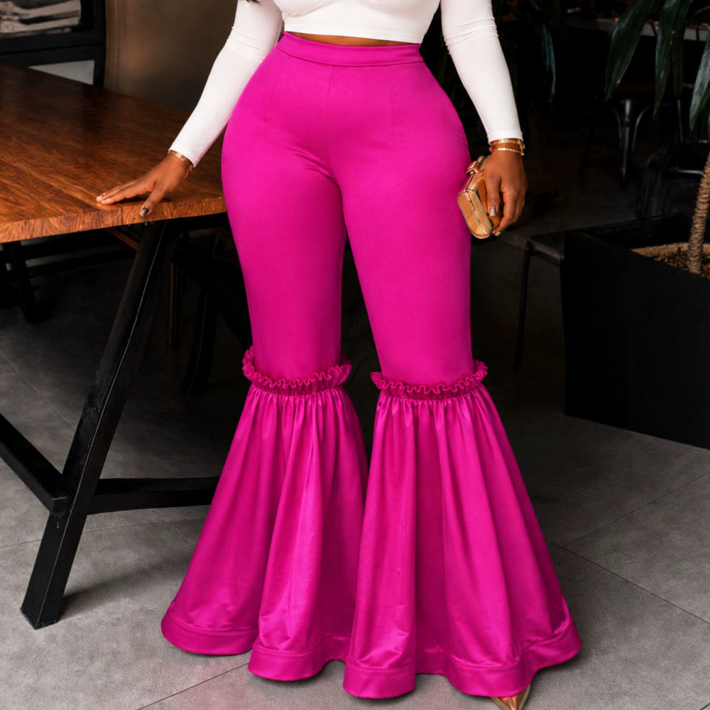 New arrivalfashionplus sizepatchwork bell-bottom pants silm butt pure color party cocktail women's pants trousers