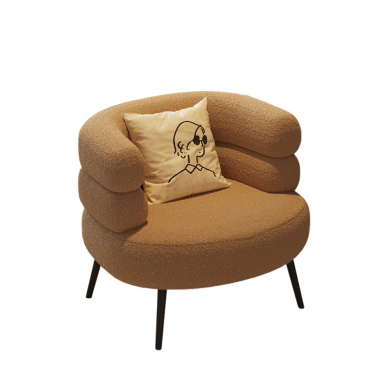 Nordic style lambswool single casual chair plaid makeup chair cute for home small sofa cross-border accessible luxury round stool