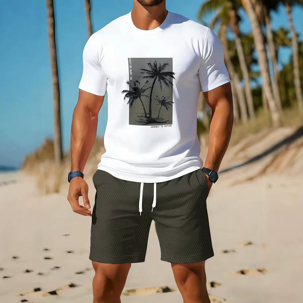 men's short-sleeve and shorts set, casual sportswear set, 3d printed cross-border hot seller, dropshipping available