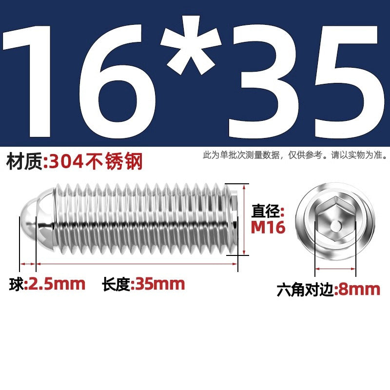 304 stainless steel/12.9 grade wave ball screw steel ball fastening spring ball head spring plunger ball glass positioning ball