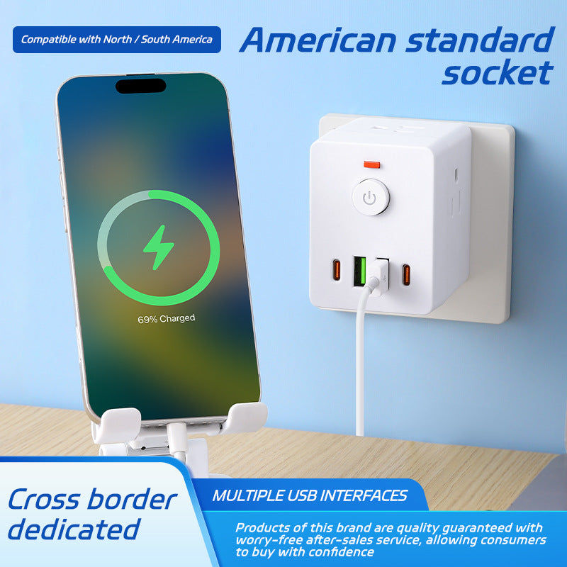 Us standard wireless power strip converter - taiwan china plug adapter - american/canadian power strip