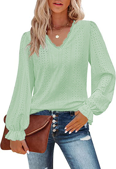 new women's fashion cross-border european and american v-neck t-shirt with cutout detail, casual ruched sleeve top blouse
