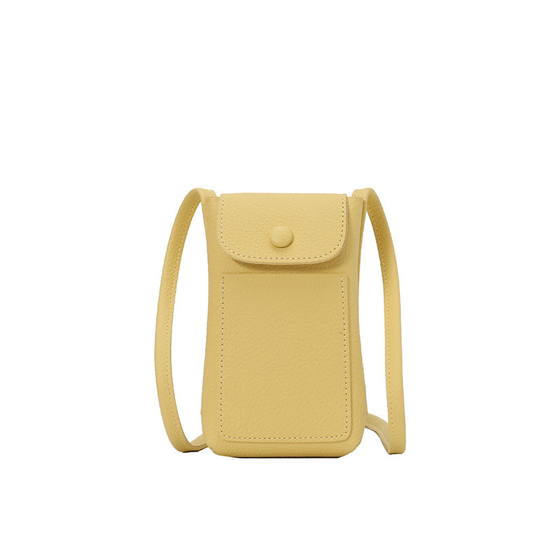 Cross-border premium soft leather messenger mobile phone bag women's 2025 summer new shopping and walking mini macaron shoulder bag