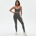 New arrival cross-border seamless pure color tight sexy sling beautiful back yoga suit sports running fitness two-piece set