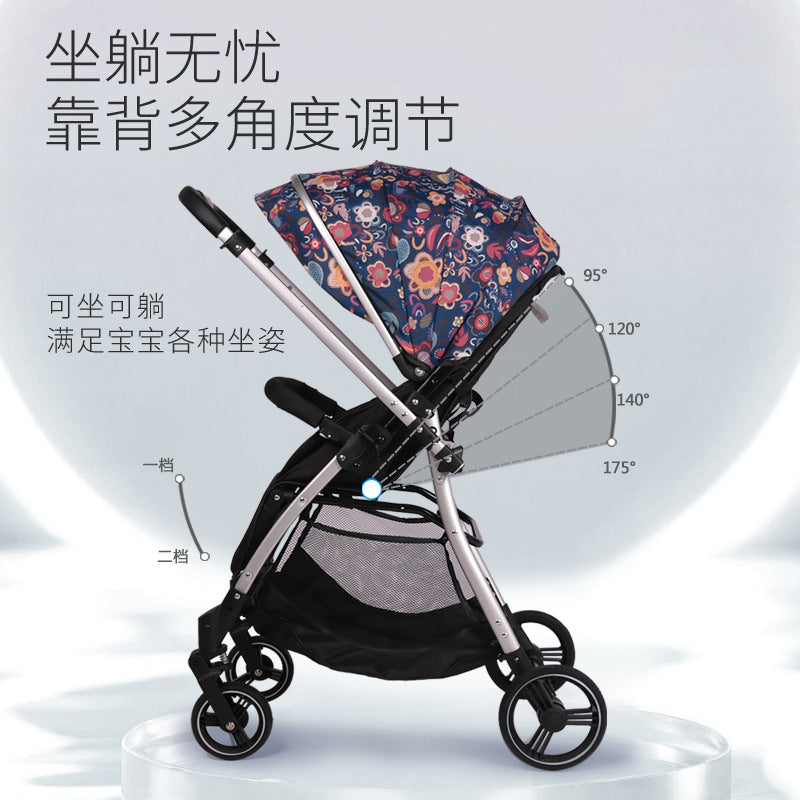Baby stroller - convertible reclining, lightweight, foldable, portable, 2-way push
