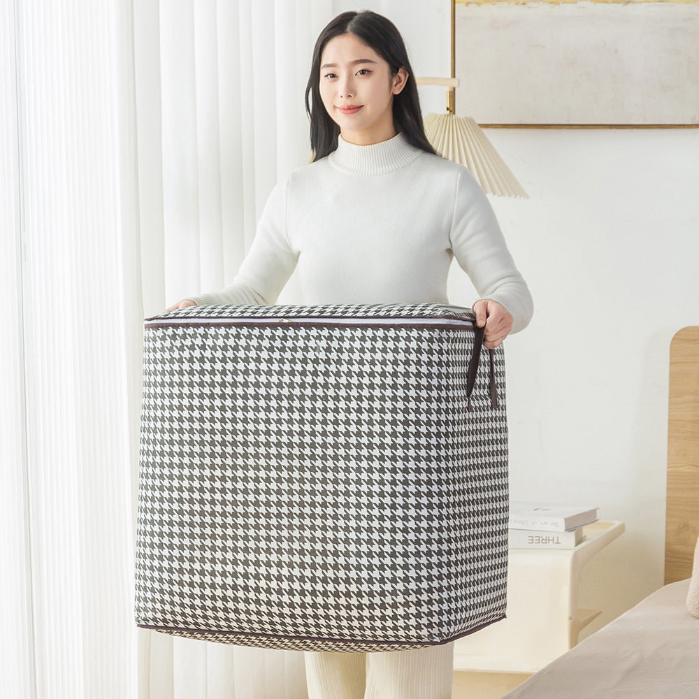 Quilt storage bag Thousand bird grid non-woven moving bag Large capacity travel duffel bag Foldable packing bag