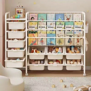 Mobile bookshelf home picture book rack children's reading baby bookcase multi-layer toy floor storage simple storage rack