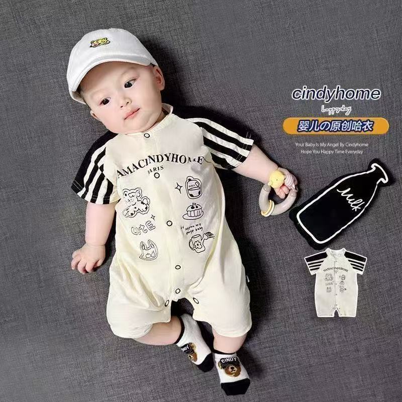 Stylish & cute breathable cotton romper for babies 0-24 months - adorable summer short-sleeve lightweight comfort for your little one