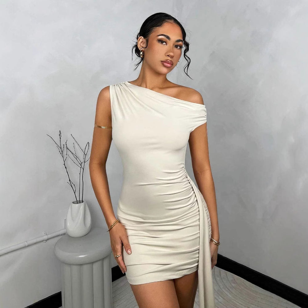 Amazon bodycon dress asymmetrical ruffle bandage mini dress cross-border factory wholesale  summer collection