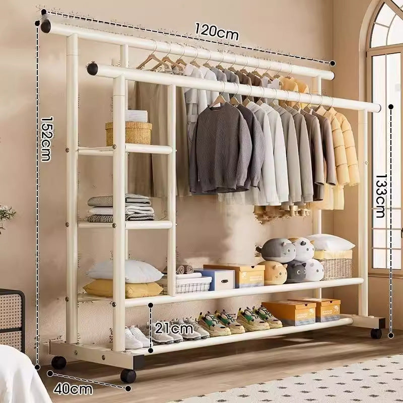 Simple coat rack, movable clothes drying rack, floor-standing indoor room, multi-functional clothes rack, accessible luxuryfor home bedroom