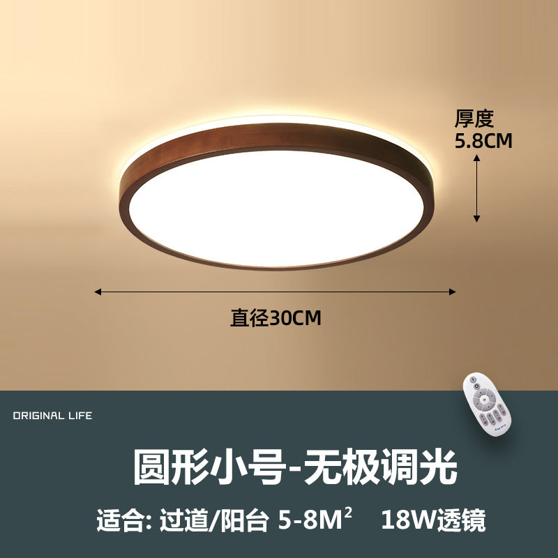 Walnut ceiling light led new Chinese simple study bedroom light ultra-thin back luminous rectangular living room light