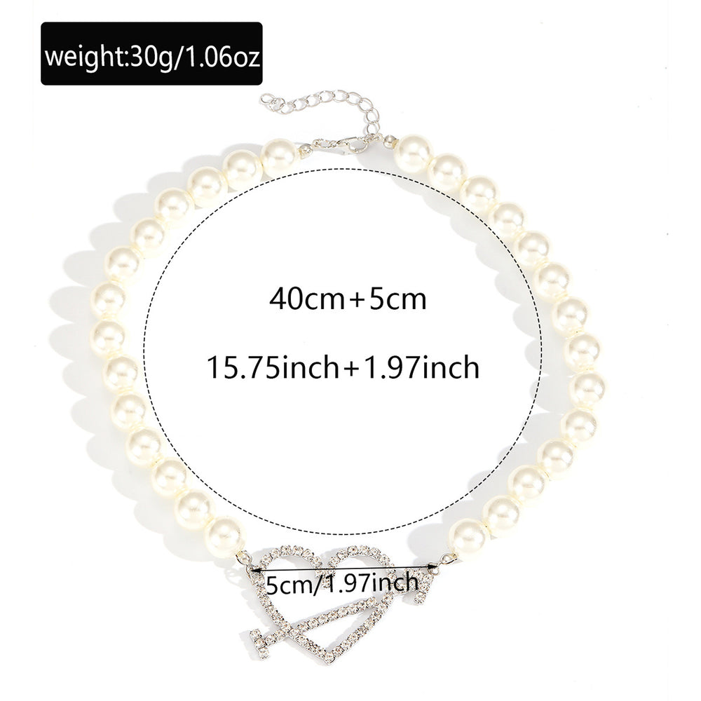 Wholesale women's necklace accessories: european and american cross-border light luxury high-end jewelry, diamond-studded heart choker, pearl sweater necklace