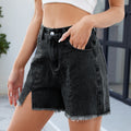 Fashion cross-border women's clothing  independent station new washed denim shorts  raw edge versatile slit hot pants