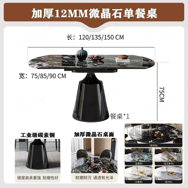 Italian natural microcrystalline stone retractable rotate dining table for home small apartment italianaccessible luxury round table foldable round table