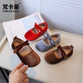Vancahao girls' shoes:  autumn new collection - velvet bow princess shoes, kids' grandmother shoes, single shoes