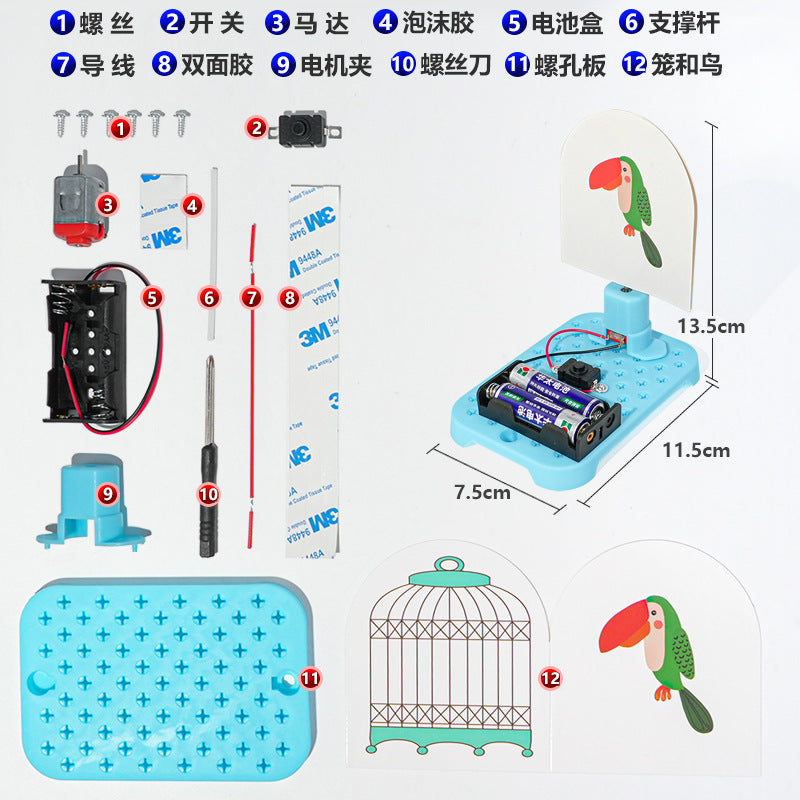 Electric cage bird, technology small production, handmade DIY student invention, visual stay puzzle science experiment