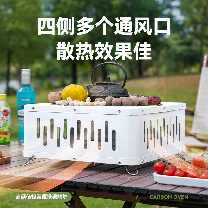 Multifunctional fire pit for tea brewing, camping, and indoor/outdoor use - portable charcoal grill for home, patio, and backyard bbq