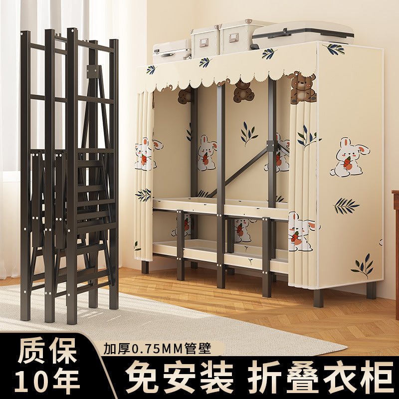 Stereo folding wardrobe, installation-free cloth wardrobe, for home bedroom, strong and durable, simple wardrobe, steel frame storage wardrobe