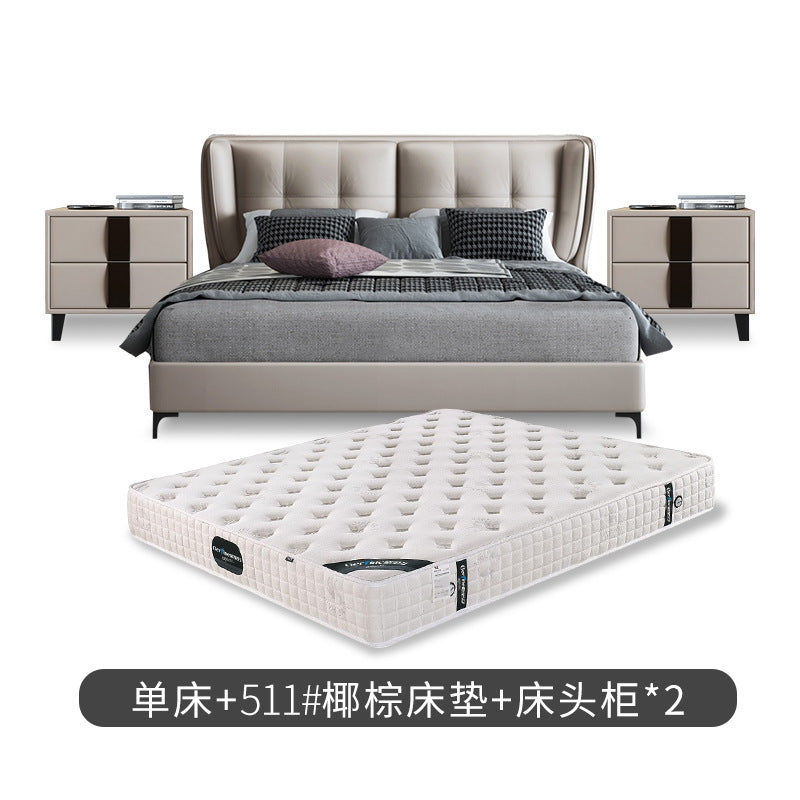 Italian accessible luxury leather bed modern small apartment 1.5m soft-packed leather bed master bedroom 1.8m double wedding bed