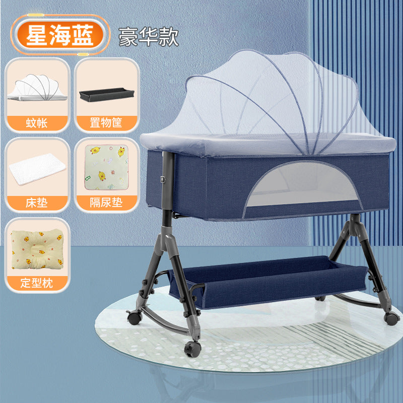 Baby crib convertible bed mobile foldable multifunctional cradle newborn bedside bed cross-border hot-selling baby bed
