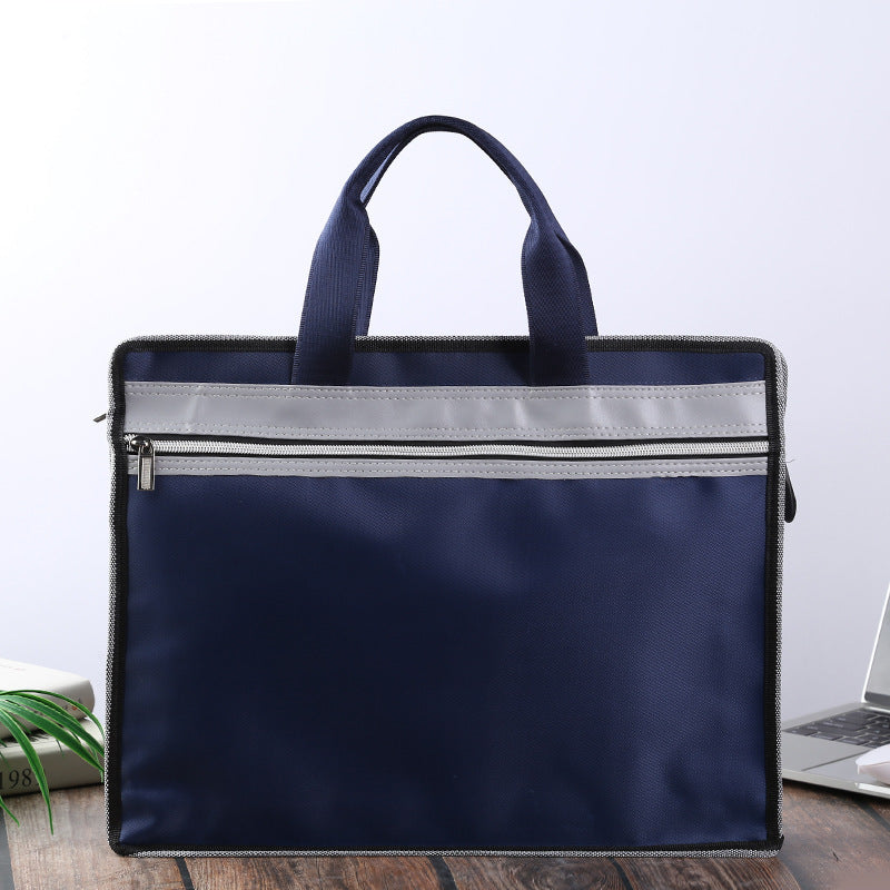 Oxford cloth document bag zipper file folder envelope business briefcase with printed logo - large capacity for meetings