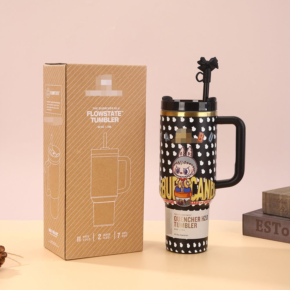 Cartoon labubu stanley 40oz ice tumbler 304 stainless steel insulated mug - large capacity portable travel cup