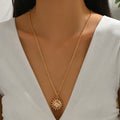 Wholesale vintage necklaces: cross-border sunflower, niche, high-end jewelry, extra-long face pendant, trendy women's clavicle chain