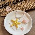 Dopamine long beaded starfish necklace women's summer beach island vacation style exaggerated yellow clavicle chain accessories