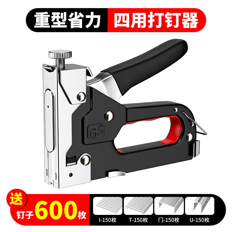 Code nail gun manual U-shaped nail gun wooden tray wooden frame packing box manual large size nail gun wooden box N nail gun Jieke four-purpose