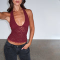 European and american women's clothing  spring/summer new arrivals: spicy girl hollow-out lace slim-fit tank top, sexy backless halter top