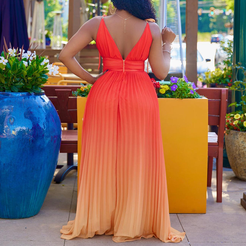 European and american style women's clothing  independent store new deep v-neck sexy ruched camisole bandeau maxi dress