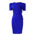 D571 european and american style women's clothing  new fashion elegant bodycon ruffle hem solid color short sleeve african dress