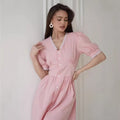 Hepburn style lace high-end dressplus size covers the flesh and covers the crotch, waist slimming look over pink slimming look